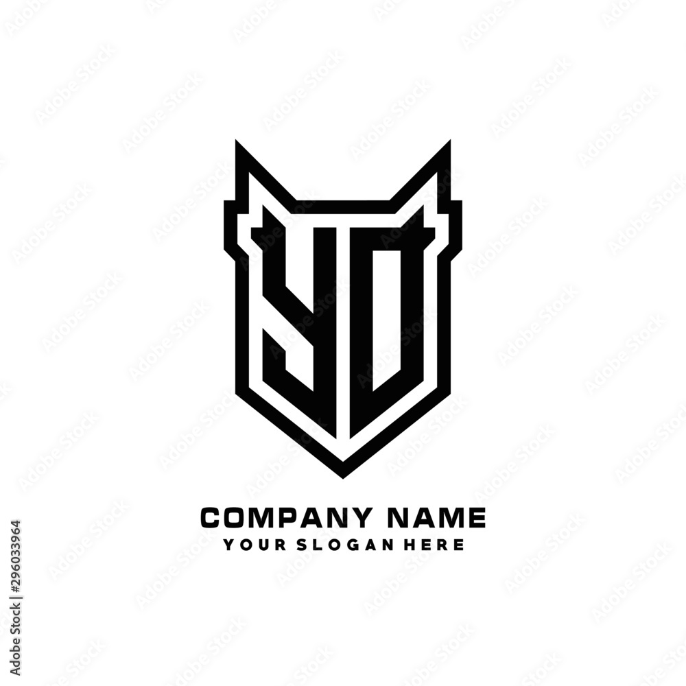 Fototapeta premium Initial letter YO Shield vector Logo Template Illustration Design, black color
