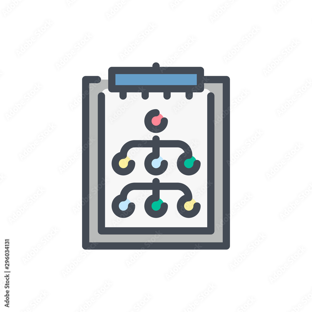 Business plan color line icon. Clipboard with tree structure vector outline colorful sign. Business plan color line icon. Clipboard with tree structure vector outline colorful sign.
