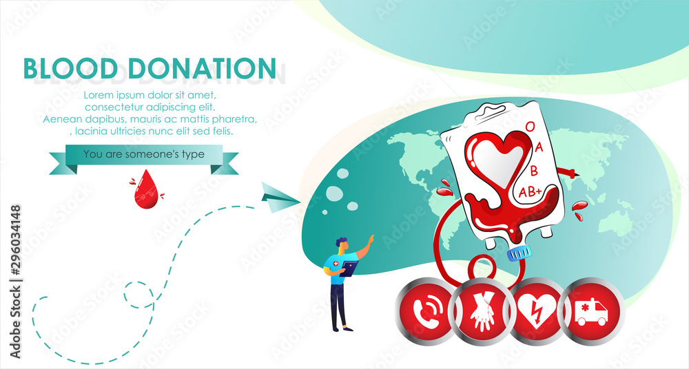 Blood donation design. Creative donor poster. Blood Donor banner. Red drop. Donation volunteer. Blood donation medical poster. Save human life concept. Vector illustration