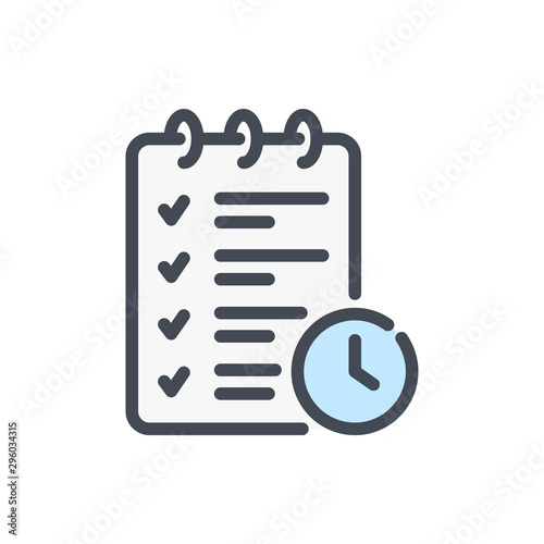To do list color line icon. Timing checklist vector outline colorful sign.