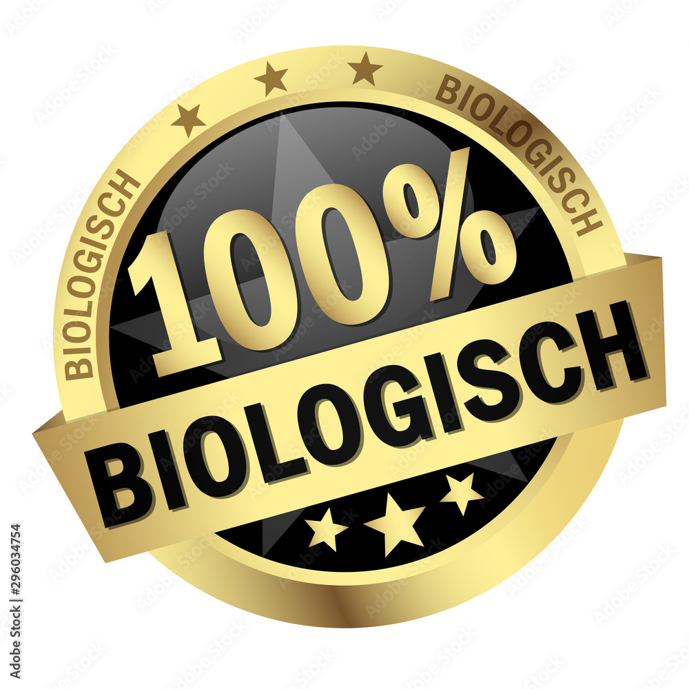Button with Banner 100% biologisch (in german)
