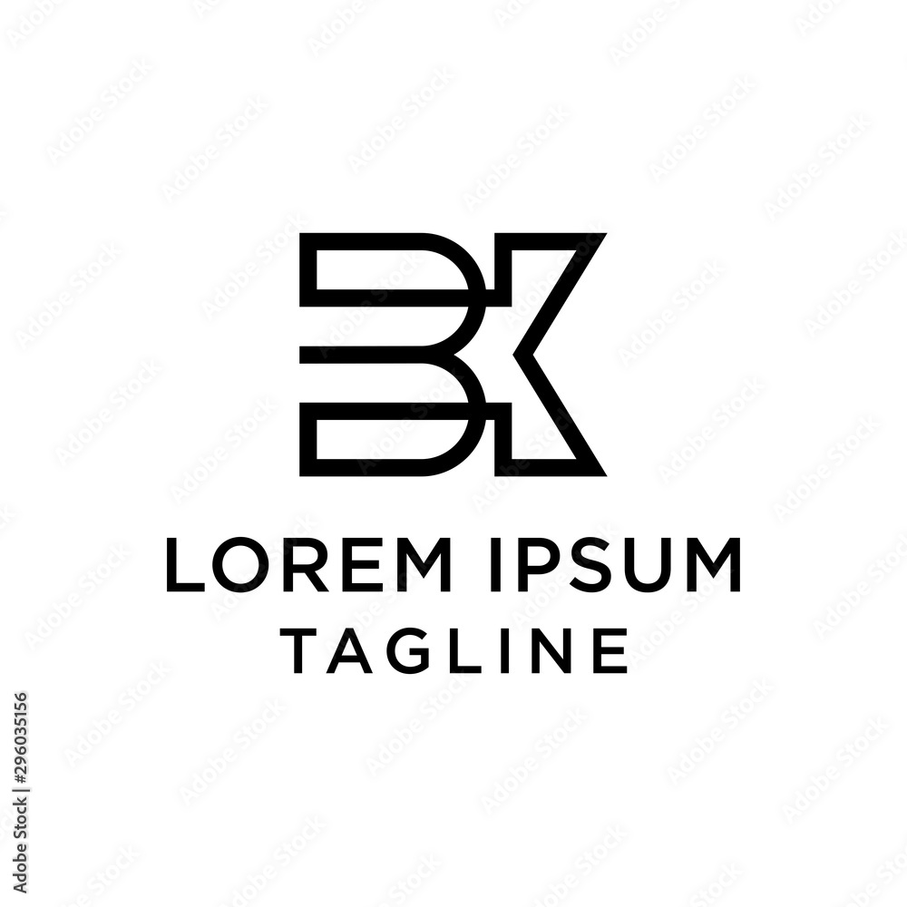 initial letter logo BK, KB logo template 