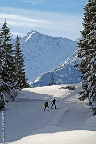 nordic skiing in the snow capped mountain