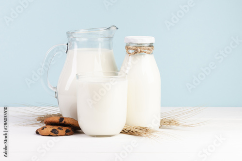 Variety of glass containers for milk