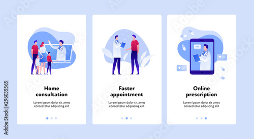 Vector flat medicine vertical step banner template set. Illustration of modern telemedicine subject. Concept of medical online services, prescription. Design for website, app, banner, poster, page.