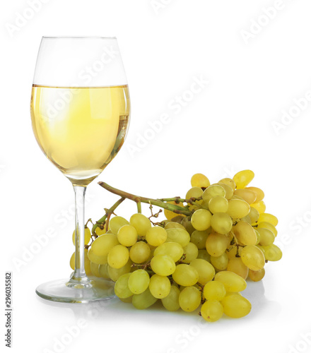 Elegant white wine glass wi...