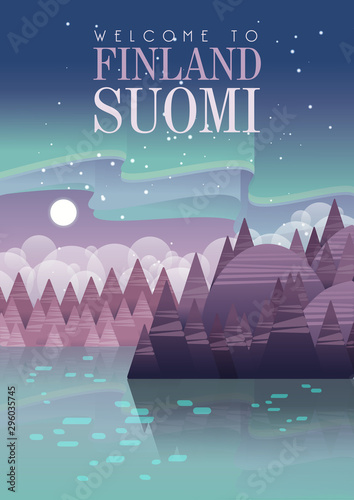 Finland. Travel poster. Welcome to Suomi.