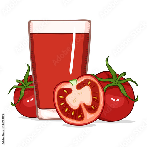 Cartoon Glass of Red Tomato Juice