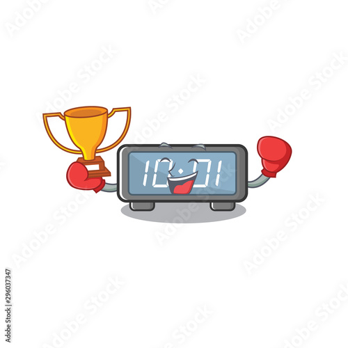 Boxing winner digital clock on a cartoon chair