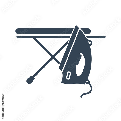 black icon laundry, dry cleaning, iron, ironing board