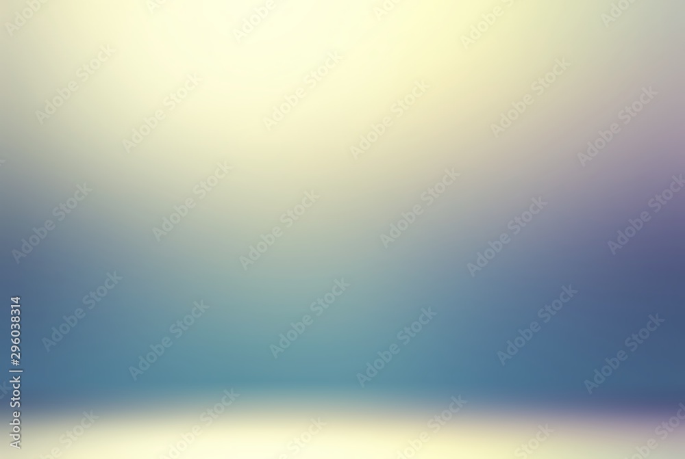 Warm light and cold shade blurry 3d illustration. Shiny abstract plain  background. Yellow cyan transition. Stock Illustration | Adobe Stock