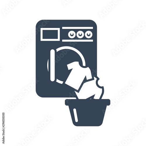 black icon laundry, washing machine, loading clothes