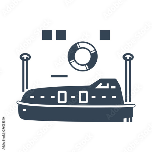 black icon lifeboat on the ship