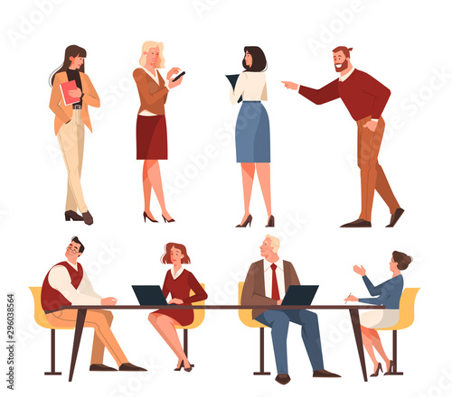 Office people set. Illustration of work team male and female