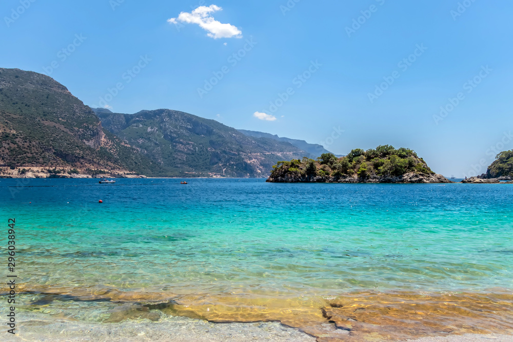 green island with hills Aegean Sea near Marmaris, Turkey green island with hills Aegean Sea near Marmaris, Turkey
