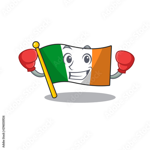 Boxing flag ireland isolated with the cartoon