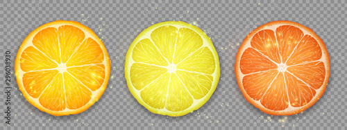 Fotografija Slice of citrus fruit lemon, orange and grapefruit.