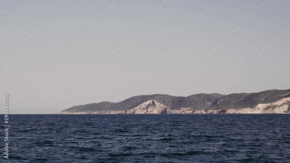 View from the yacht to the Balearic Islands. Beautiful landscape in the Mediterranean Sea View from the yacht to the Balearic Islands. Beautiful landscape in the Mediterranean Sea