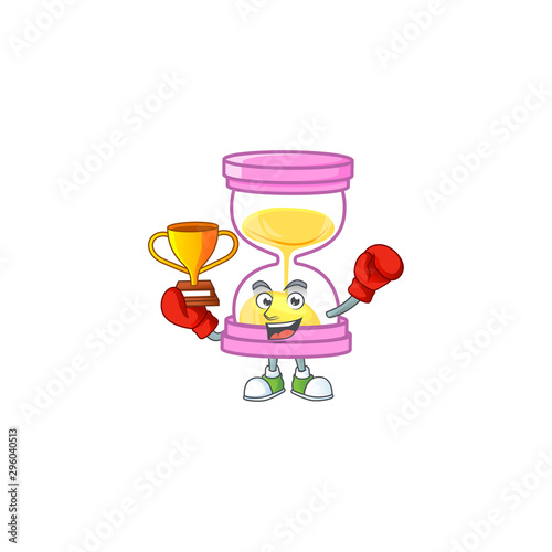 Boxing winner sandglass isolated with on white background.