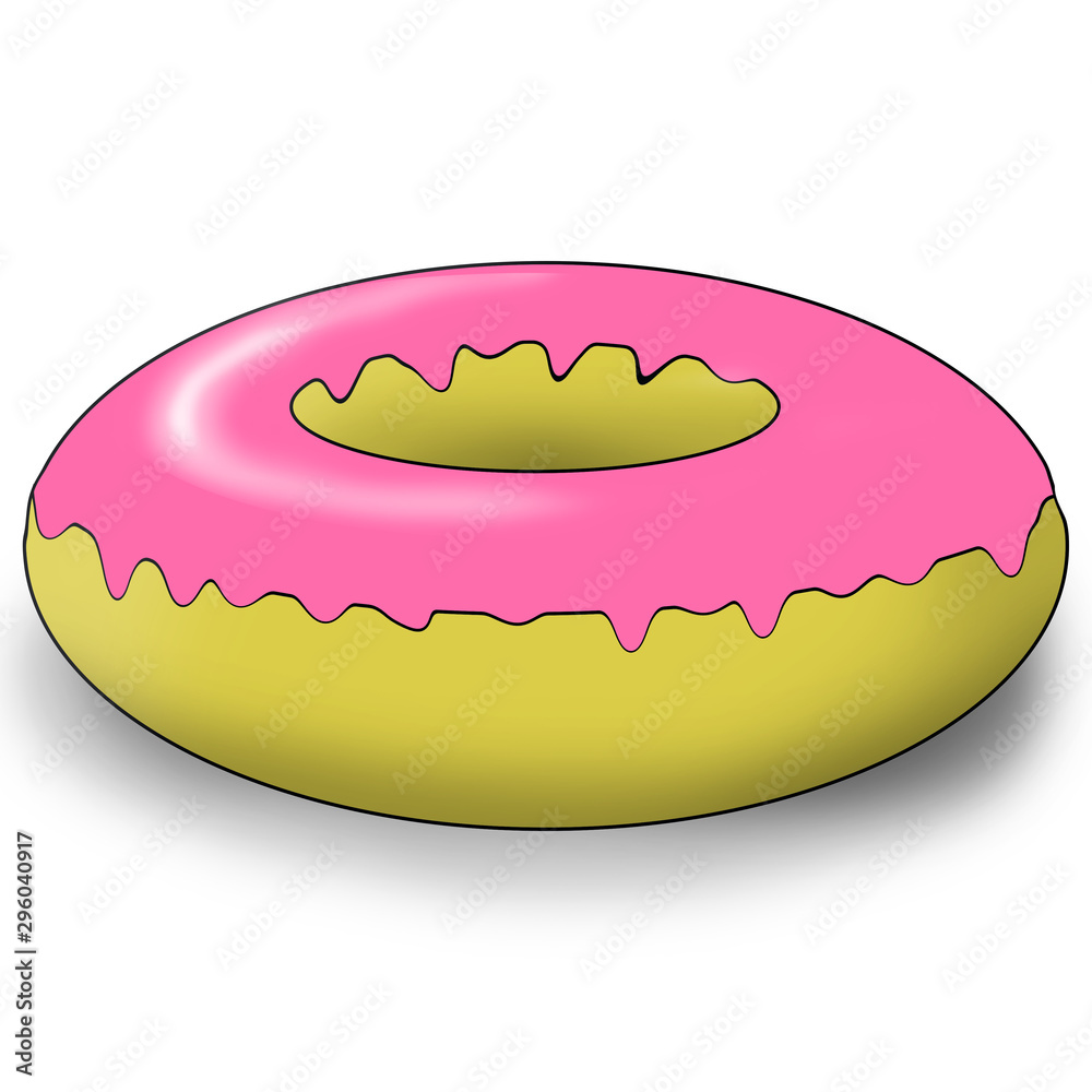 Sweet and beautiful multi-colored donut, illustration, on a white background. Sweet and beautiful multi-colored donut, illustration, on a white background.