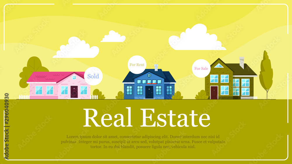 Real estate banner concept. Idea of house for sale and rent.