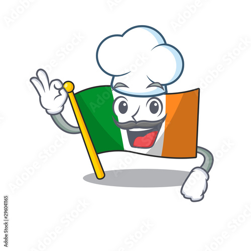 Chef flag ireland hoisted above cartoon pole