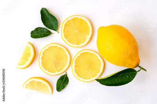 Lemon isolated on white background . Top view