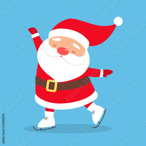 Santa Claus in red clothes on skates