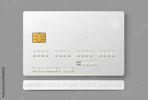 Credit plastic card with emv chip. Contactless payment photo