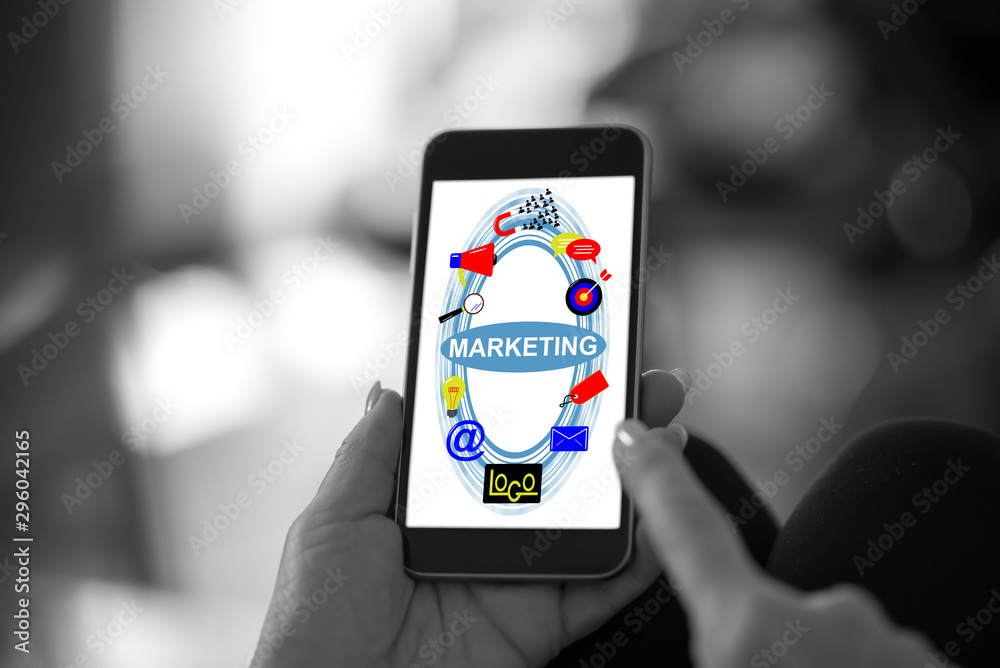 Fototapeta premium Marketing concept on a smartphone