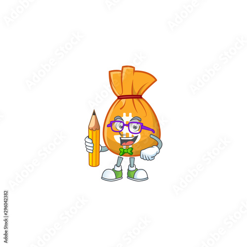 Student cartoon bag of money with mascot