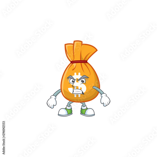 Scream cartoon bag of money with mascot