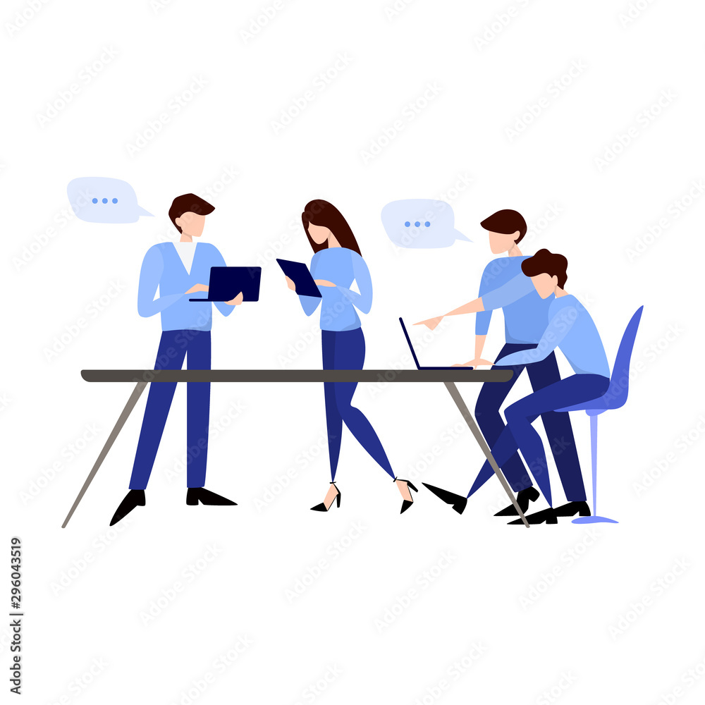 Fototapeta premium Discussion and brainstorming in team concept illustration