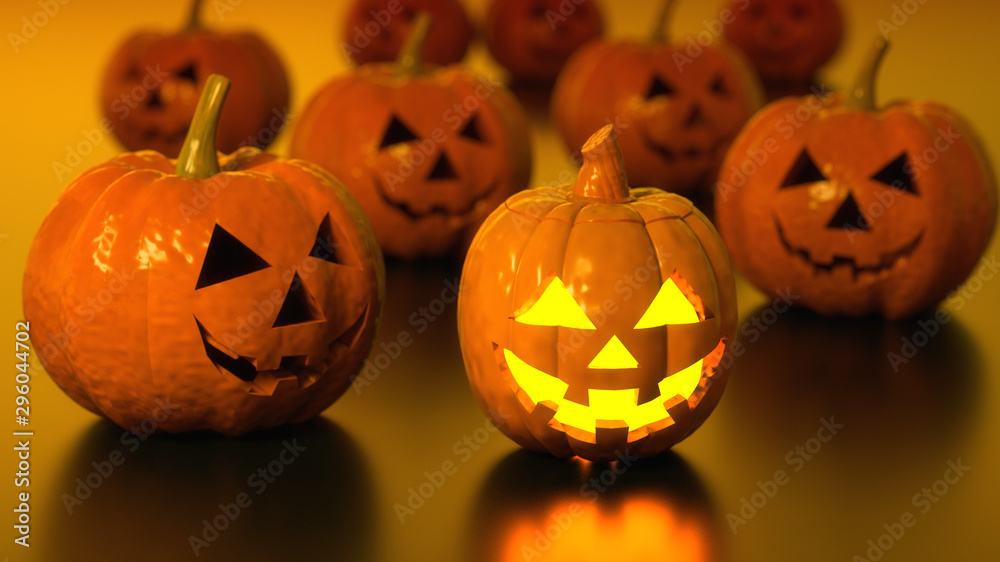 3d rendering Halloween Pumpkins Background