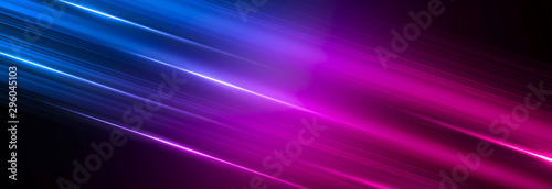 Abstract neon background, blue and pink color, dynamic background with thin lines.
