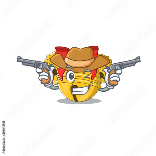 Cowboy jingle bell on cartoon christmas tree
