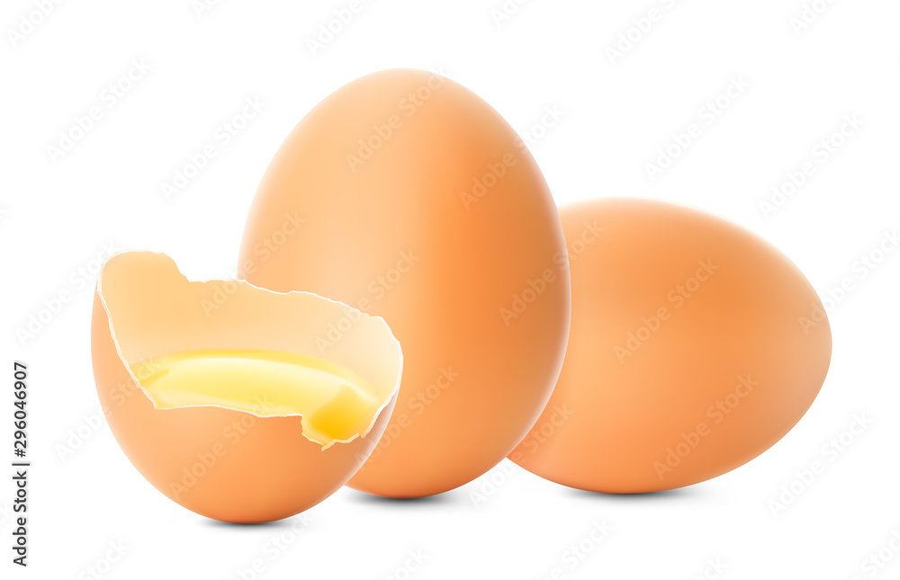 Fresh brown chicken eggs. Realistic vector illustration isolated on white background. Ready for your design. EPS10. Fresh brown chicken eggs. Realistic vector illustration isolated on white background. Ready for your design. EPS10.