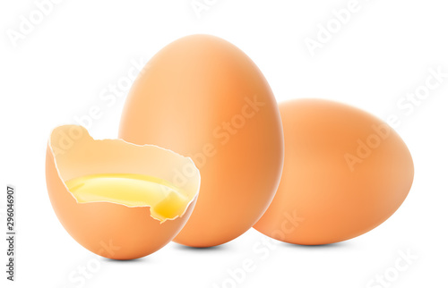 Fresh brown chicken eggs. Realistic vector illustration isolated on white background.  Ready for your design. EPS10.
