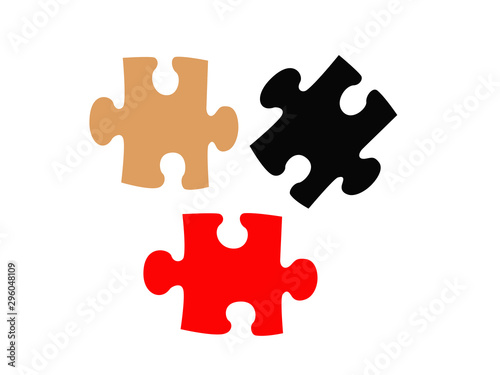 three  puzzle pieces business presentation isolated on white background