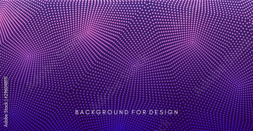 Abstract background. Technology style. 3d network design with particles. Vector illustration. Cover design template. Can be used for advertising, marketing, presentation.