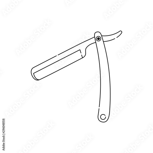 Símbolo peluquería. Icono plano lineal navaja de afeitar en color negro