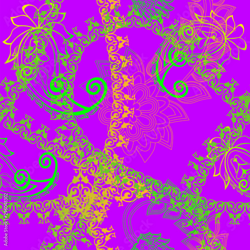  .Seamless turkish ornament from contour patterns