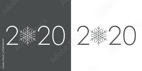 Logotipo 2020 con copo de nieve en gris y blanco