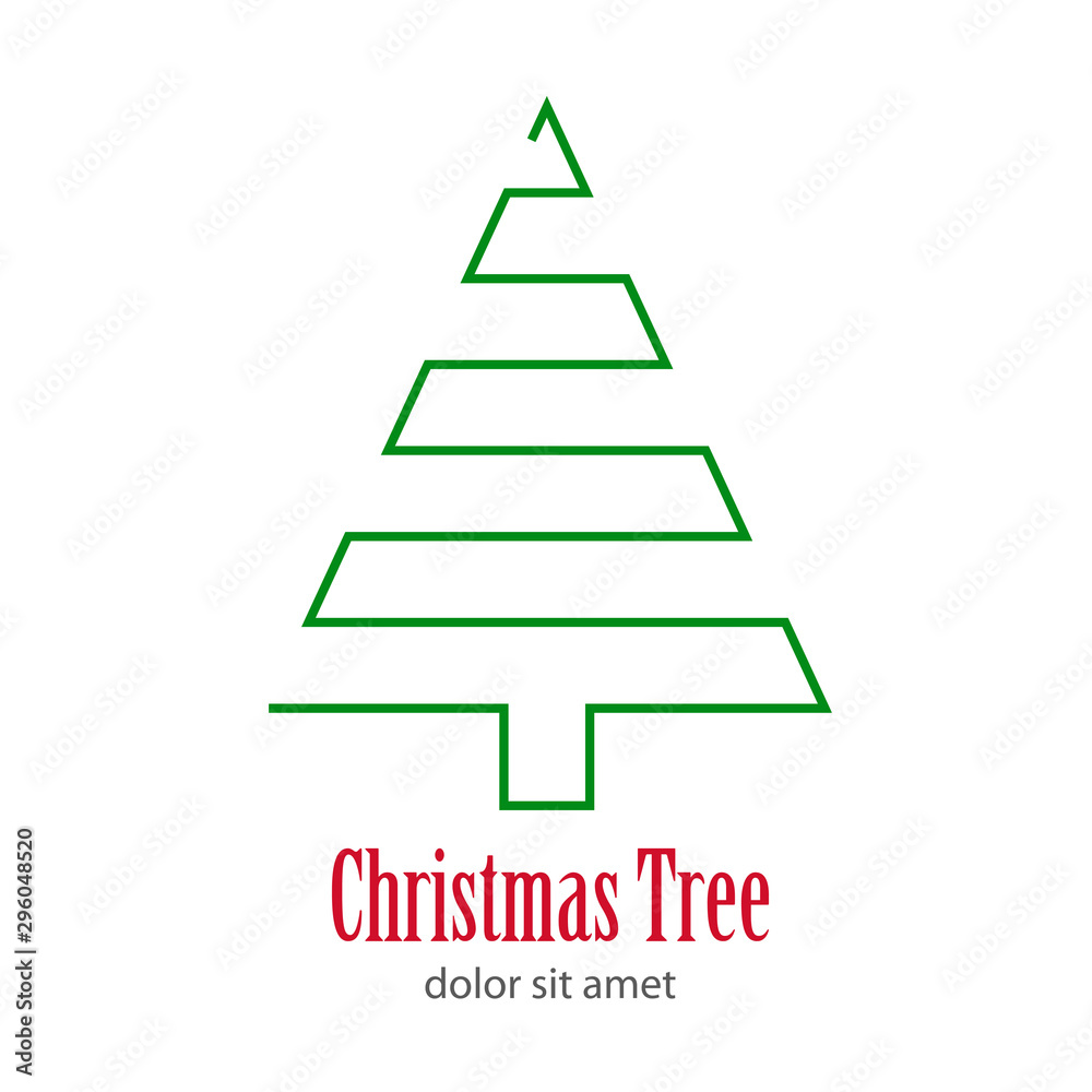 Logotipo con texto Christmas Tree con árbol abstracto lineal triangulo en zigzag en color verde Logotipo con texto Christmas Tree con árbol abstracto lineal triangulo en zigzag en color verde