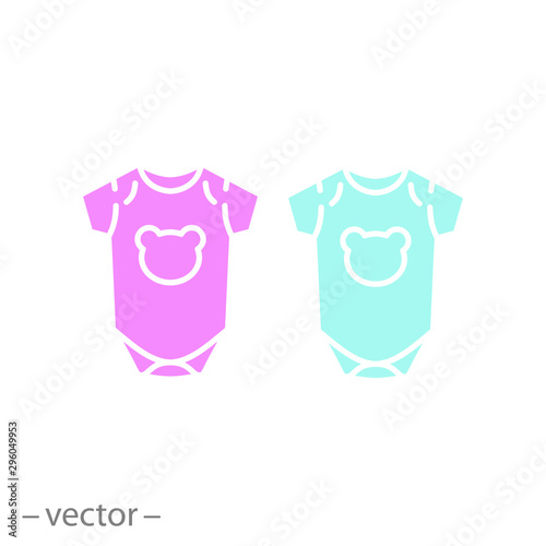 child bodysuit icon, pink and blue baby clothes, baby shirt for boy and girl, web symbol isolated on white background - editable vector illustration eps10