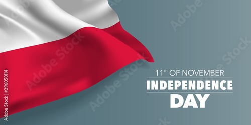 Poland independence day greeting card, banner with template text vector illustration