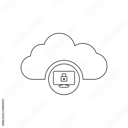 Secure cloud icon with padlock. Cloud Computing Icon with Protection. Vector