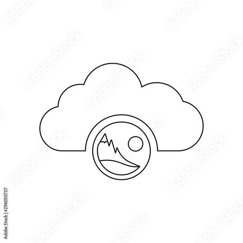 Cloud picture icon.Upload image to cloud. Cloud Photo Storage Icon