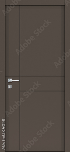 Door texture, terra brown color (RAL 8028) for modern interior  front view 3D render.