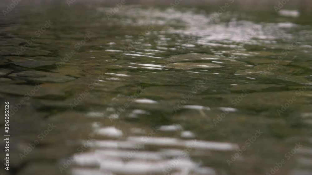 Close up of river with sunny reflections in slow motion and shallow depth of field. Close up of river with sunny reflections in slow motion and shallow depth of field.